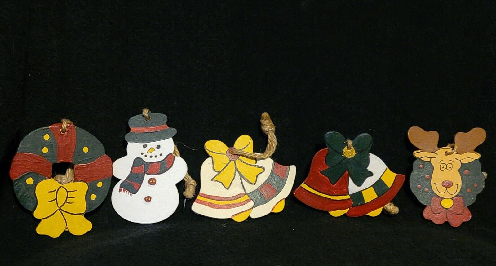 Cute Vintage Hand Painted Wooden Christmas Ornaments - Lot  # 6