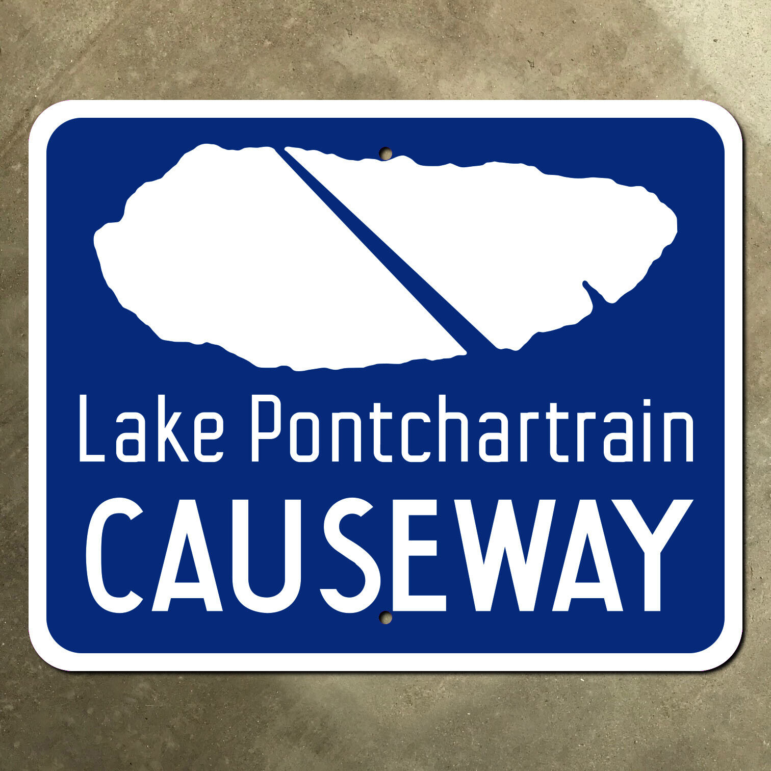 Louisiana Lake Pontchartrain Causeway highway marker road sign 20x16 1956