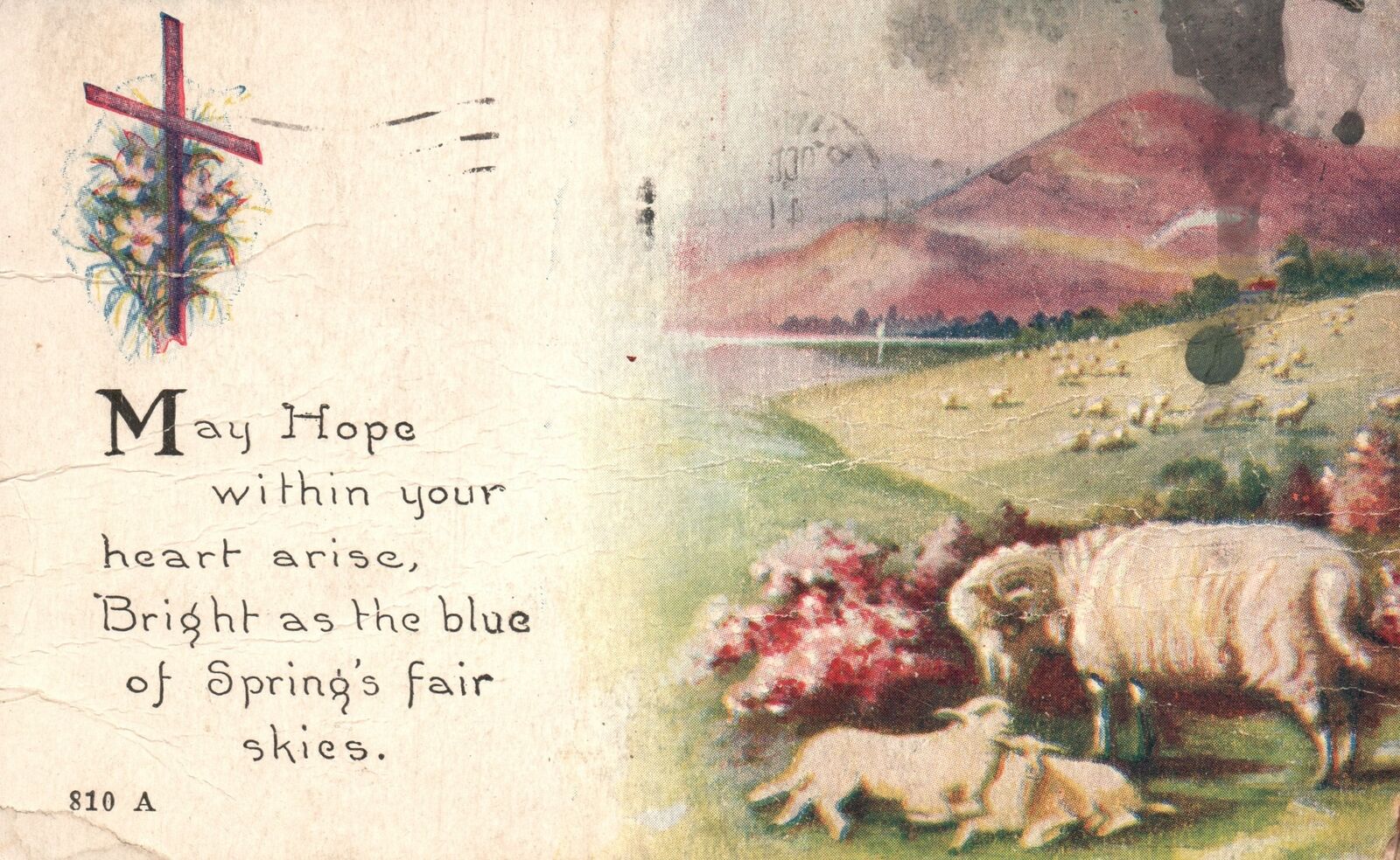 Vintage Postcard 1921 May Hope Your Heart Arise Spring\'s Fair Skies Greetings