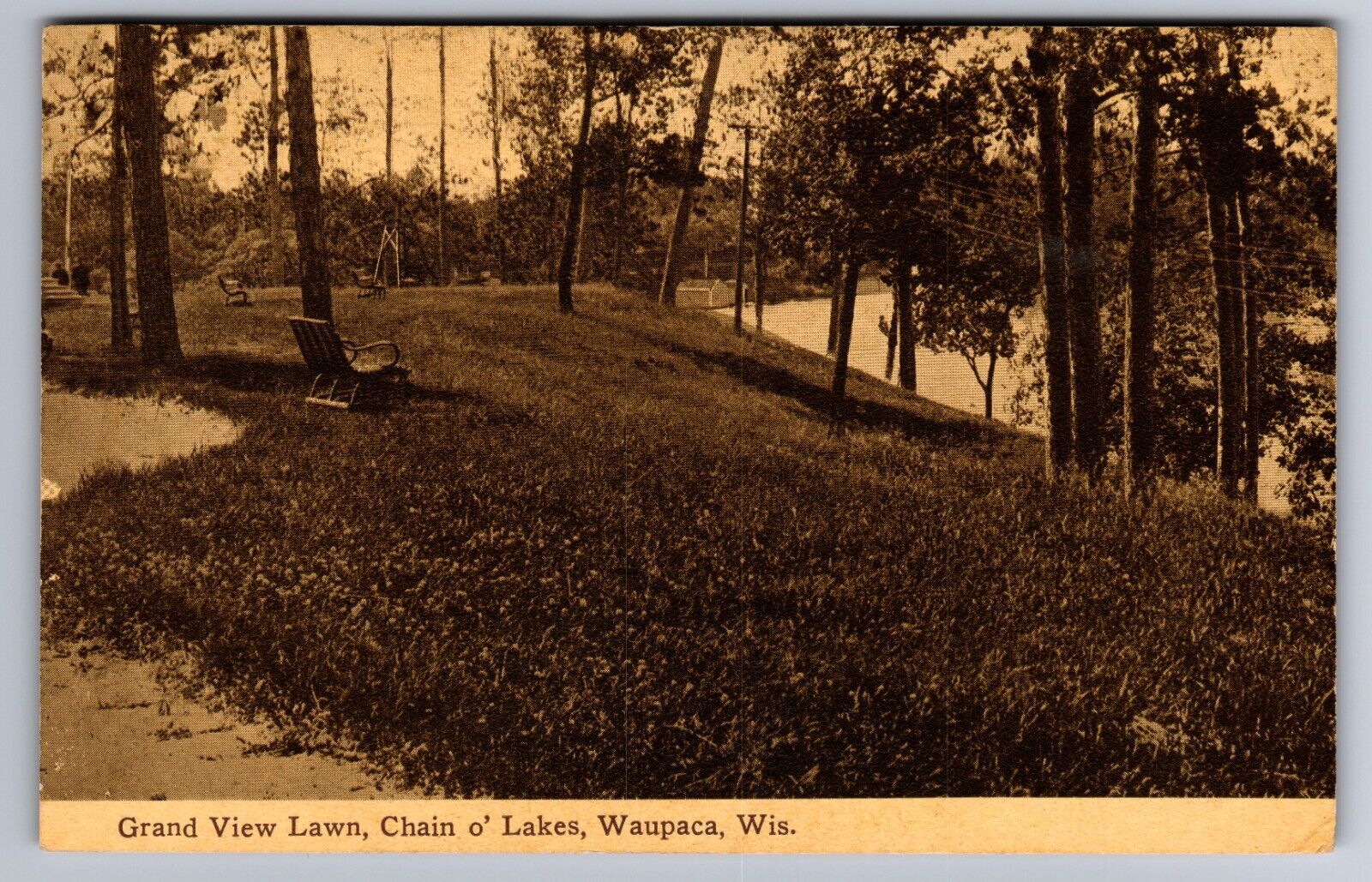 1910 WAUPACA, WI CHIAN O\' LAKES GRAND VIEW LAWN -GOODMAN NEENAH, WI Postcard P40