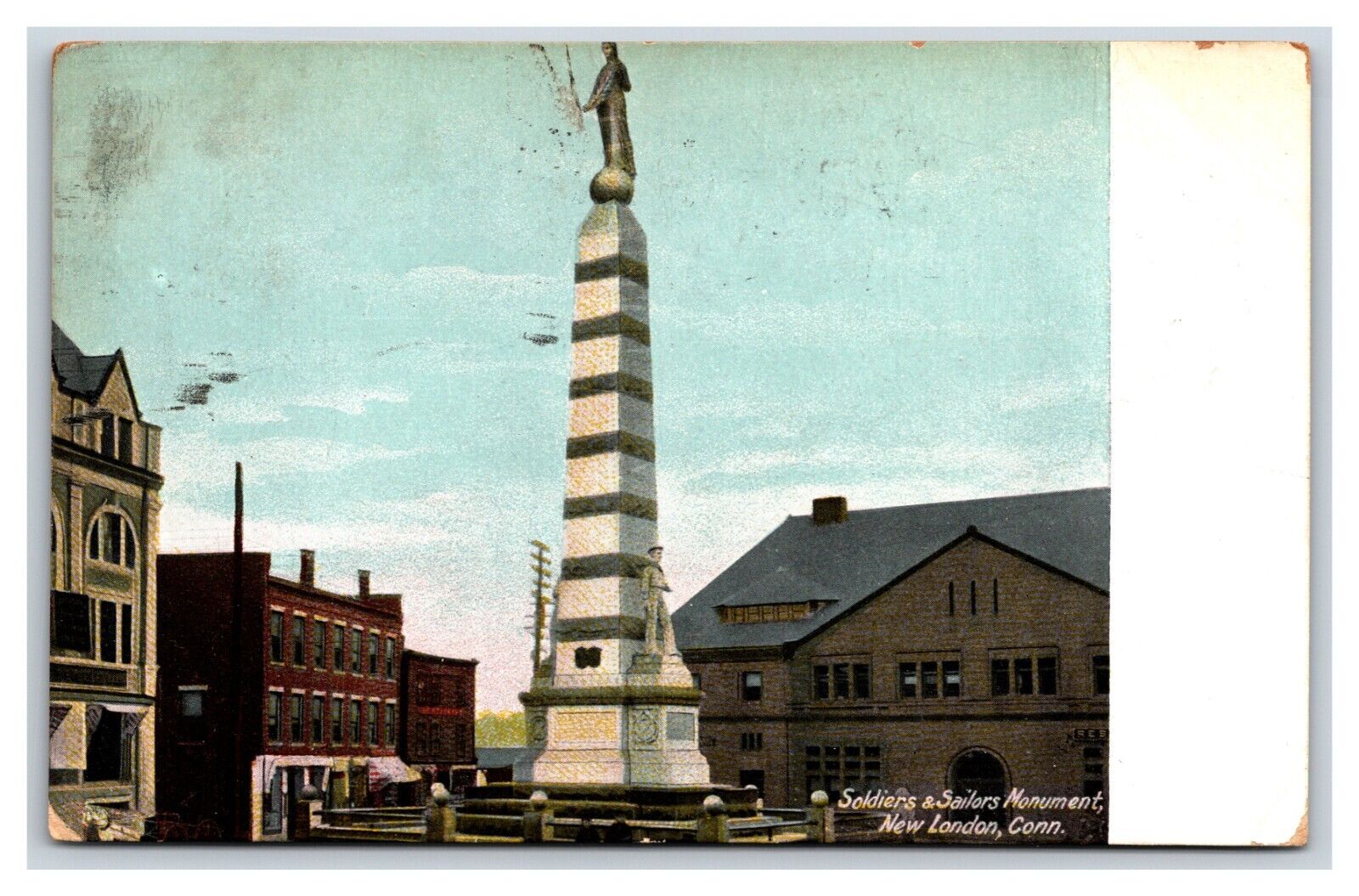 Soldiers and Sailors Monument New London Connecticut CT 1909 DB Postcard R15
