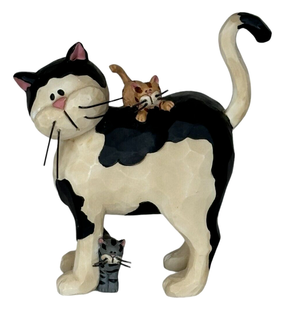 Suzi Skoglund Whimsical Cat with Two Kittens Figurine