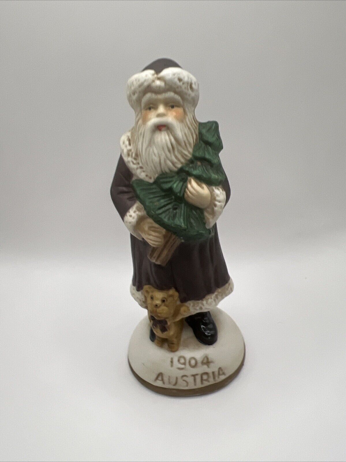 Vintage Santa From Around the World Austria 1904 Teddy Bear and Tree Figurine