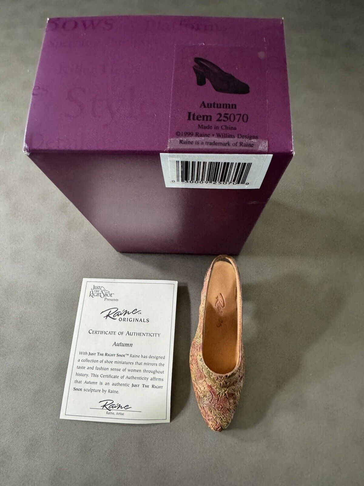Just The Right Shoe By Raine, Item 25070, Autumn, Circa 1999, Original Box & COA