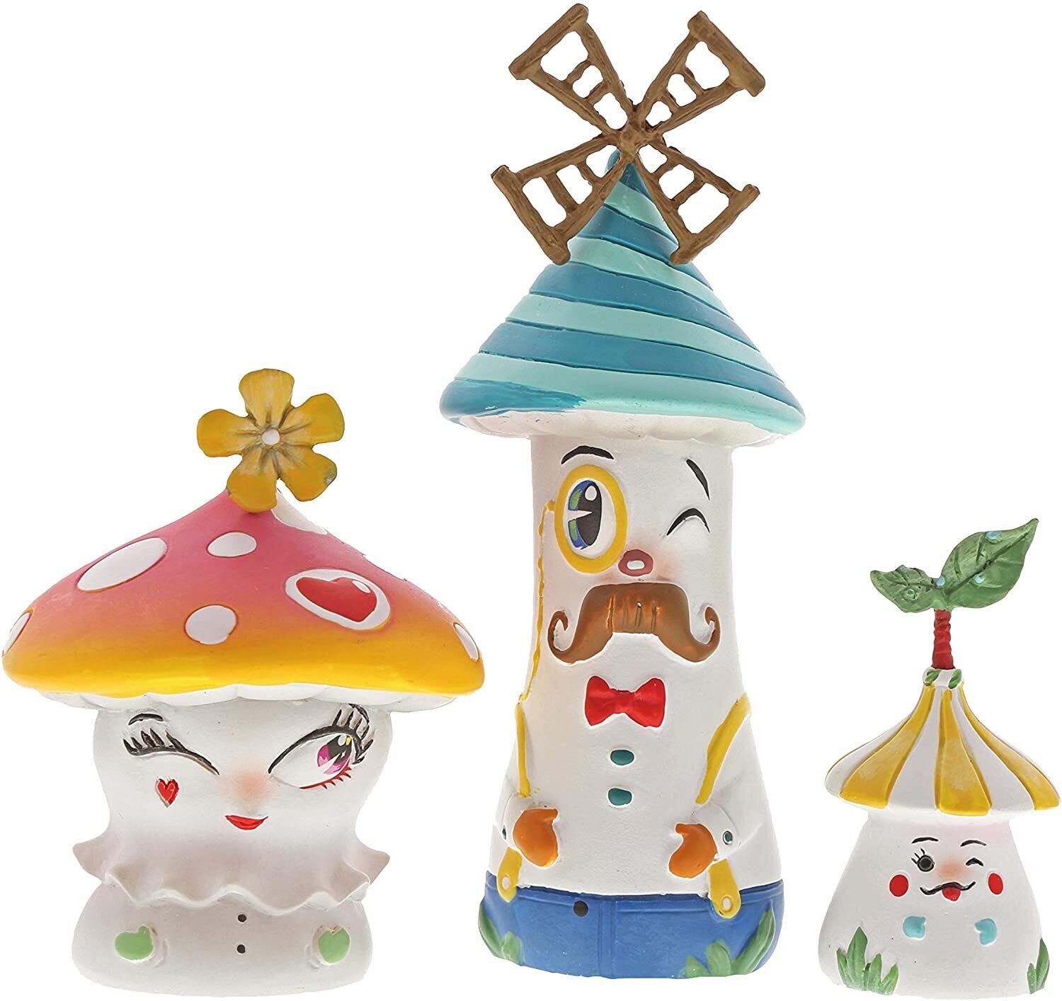 Enesco The World of Miss Mindy Lil’ Mushies Stone Resin Figurine Set, 4.5\
