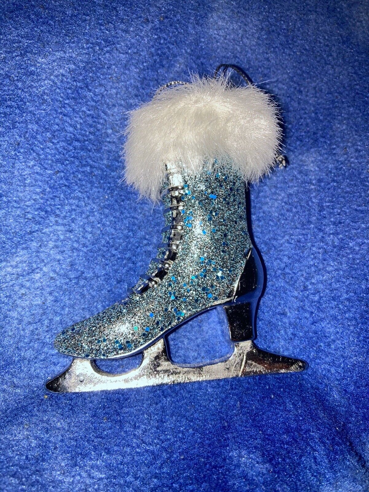 Gorgeous Ice Skate Ornament Blue and Silver
