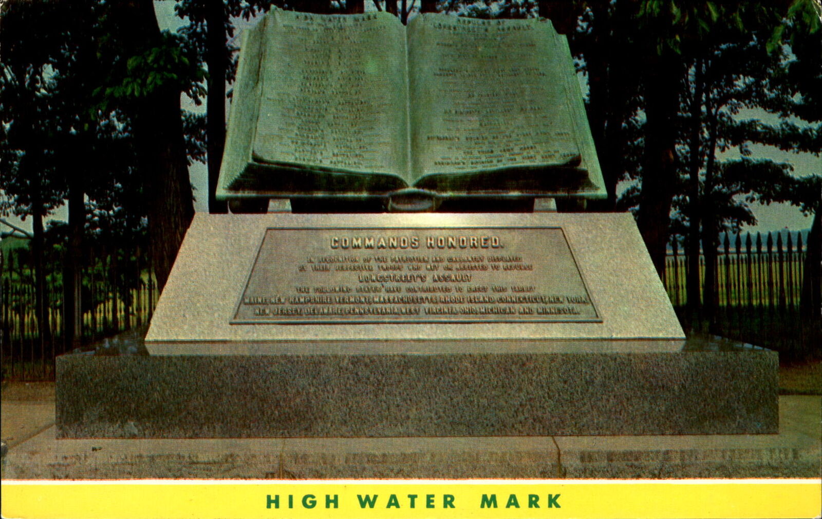 Commands Honored Monument Pickett\'s Charge Gettysburg Pennsylvania ~ 1960s