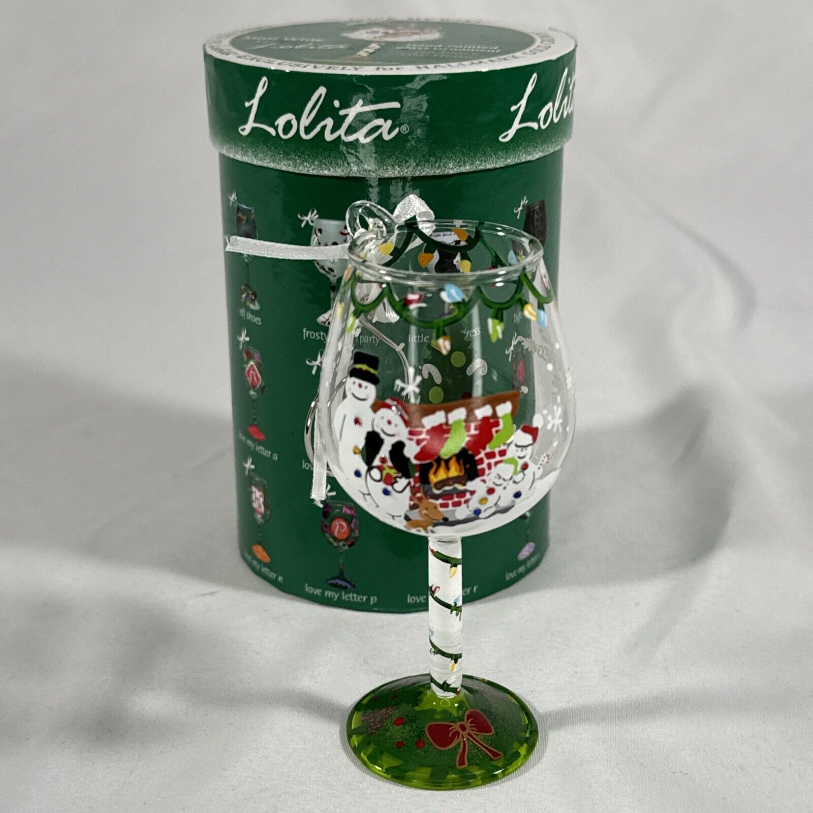 Lolita - Snowmen Mini Wine Glass Christmas Ornament - \