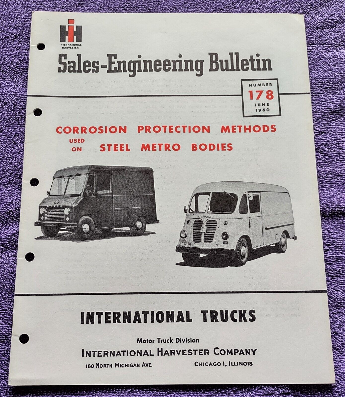 1960 International Metro Delivery Truck Sales-Engineering Bulletin Brochure