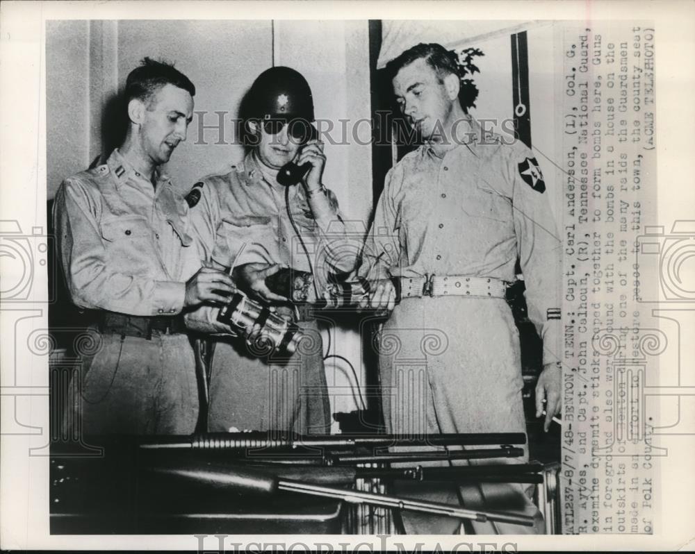 1948 Press Photo Benton, C Anderson,Col GR Aytes,Capt J Calhoun, Natl Guardsmen