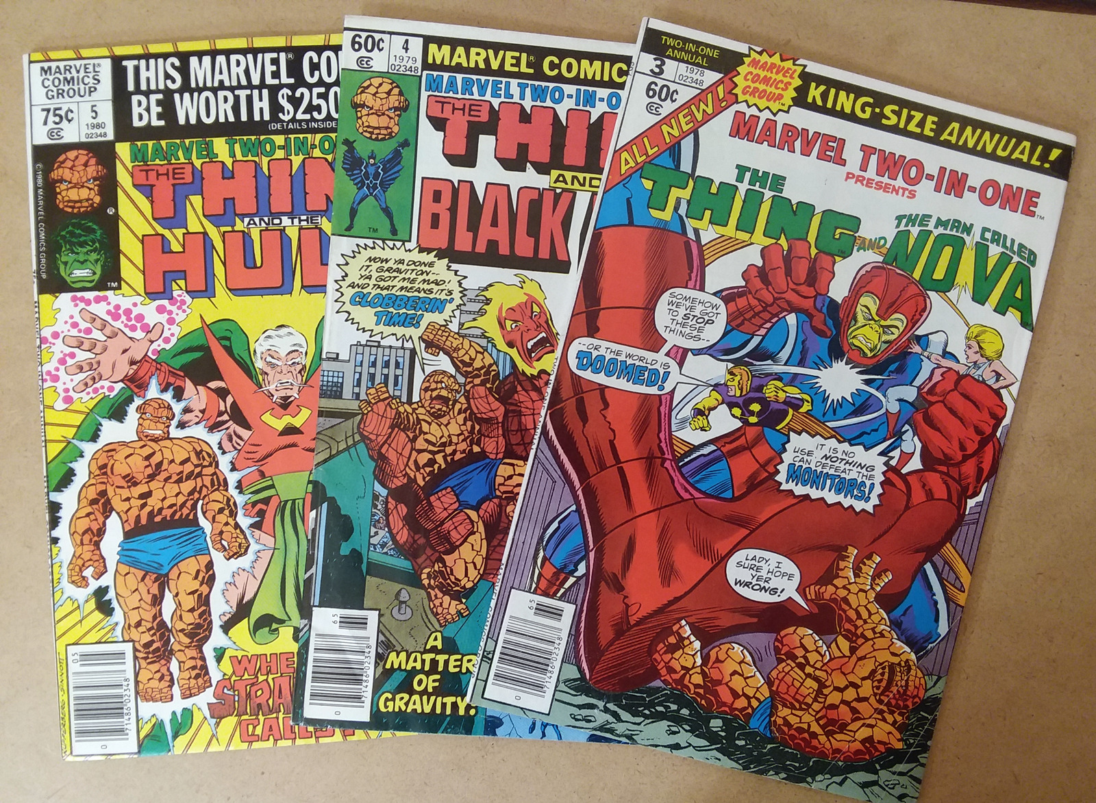 Marvel Two-In-One Annual #3, #4, #5 (1978-80, Marvel) FN/VF Lot of 3