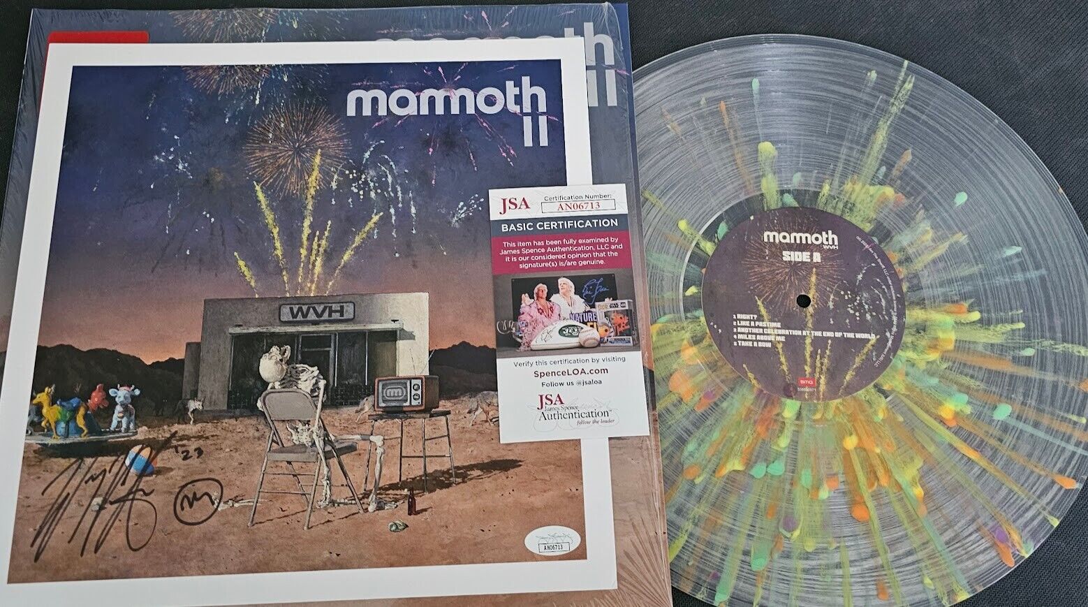 Wolfgang Van Halen SIGNED MAMMOTH II CLEAR SPLATTER VINYL LP INSERT Vinyl JSA