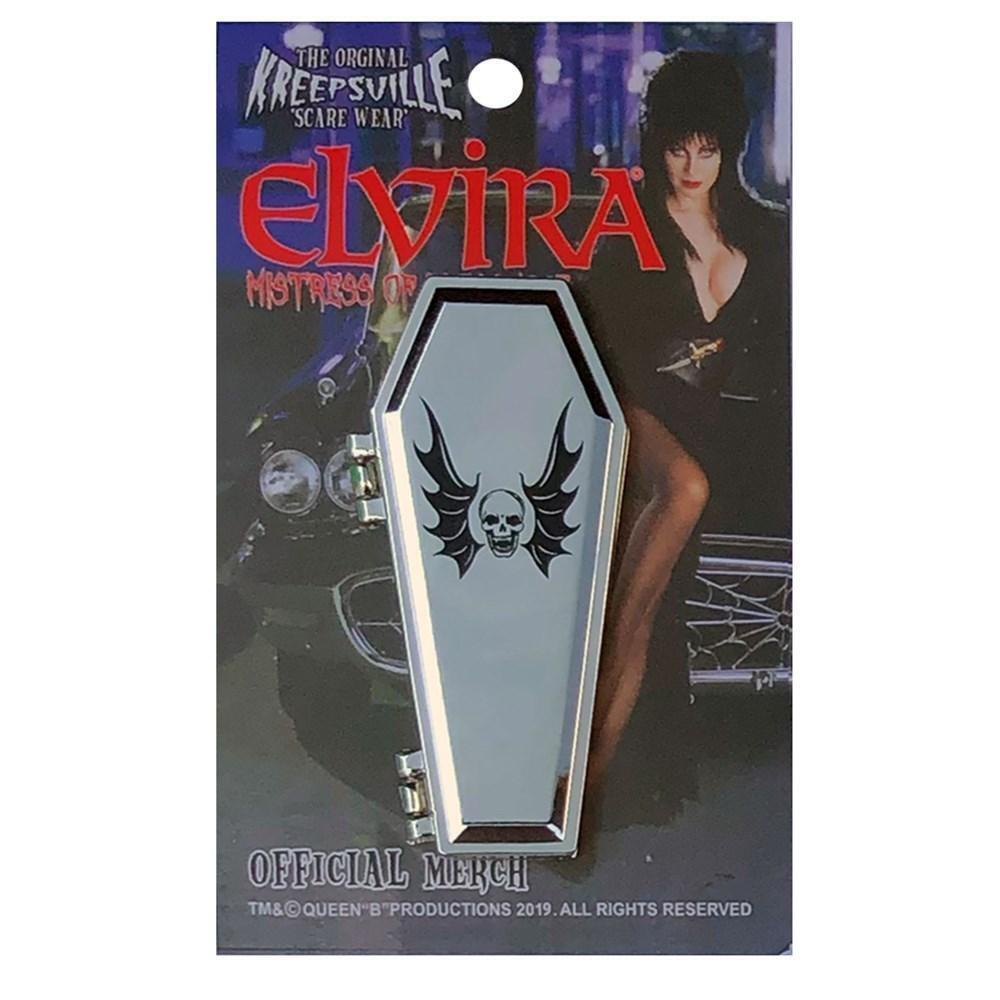 Elvira Open Coffin Red Enamel Pin Kreepsville 666