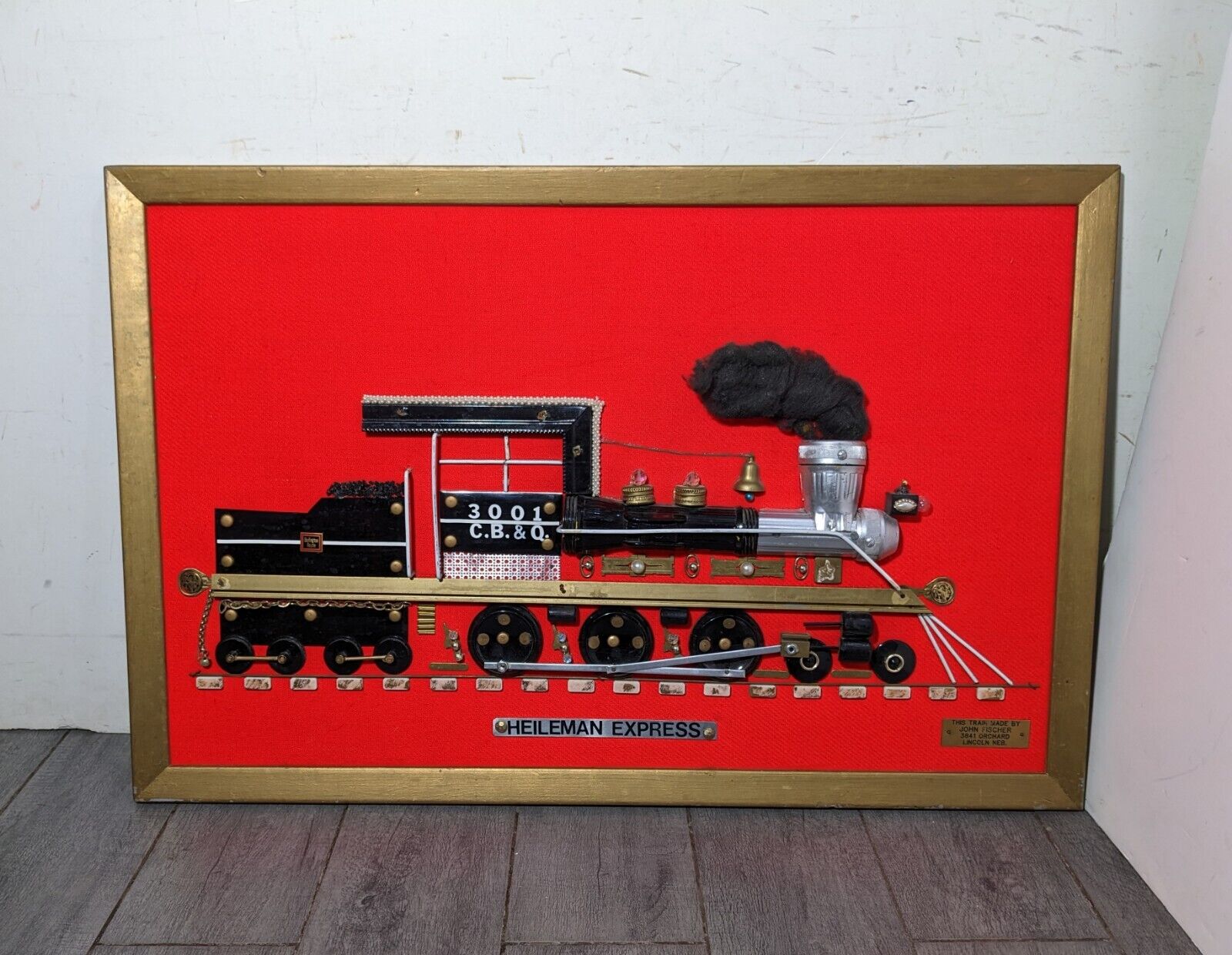 Vintage Heileman Express Framed Handcrafted Steam Locomotive Train 3D Wall Art
