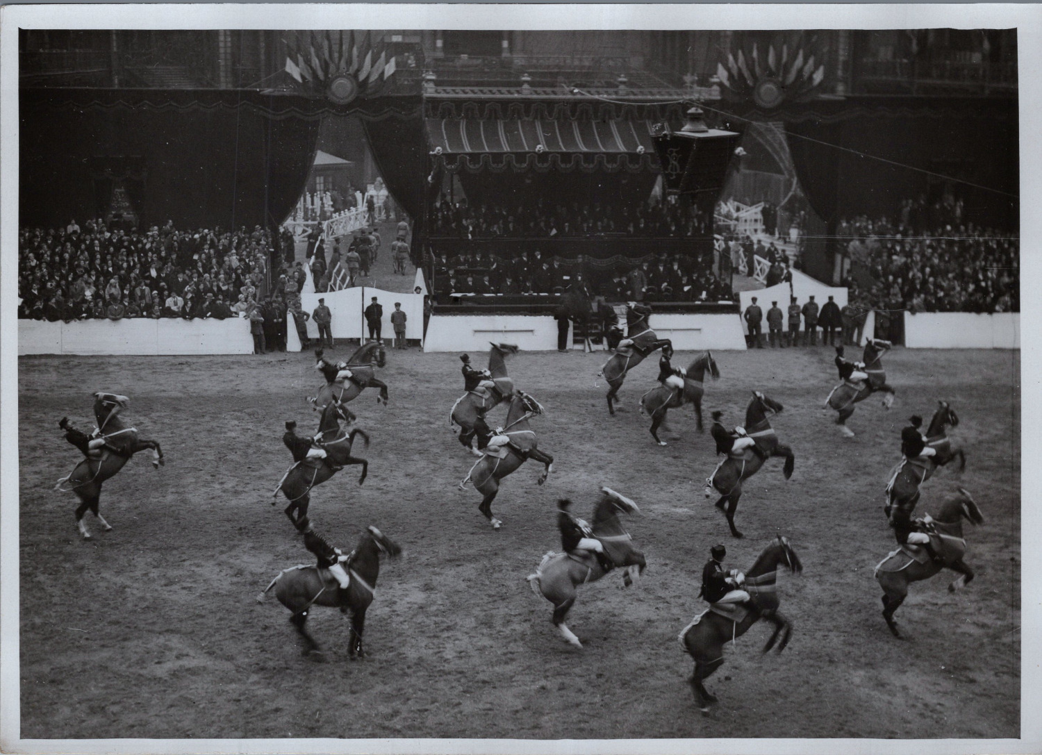 France, Saumur, Demonstration at the Cadre Noir Equestrian Competition, Vintage Press 
