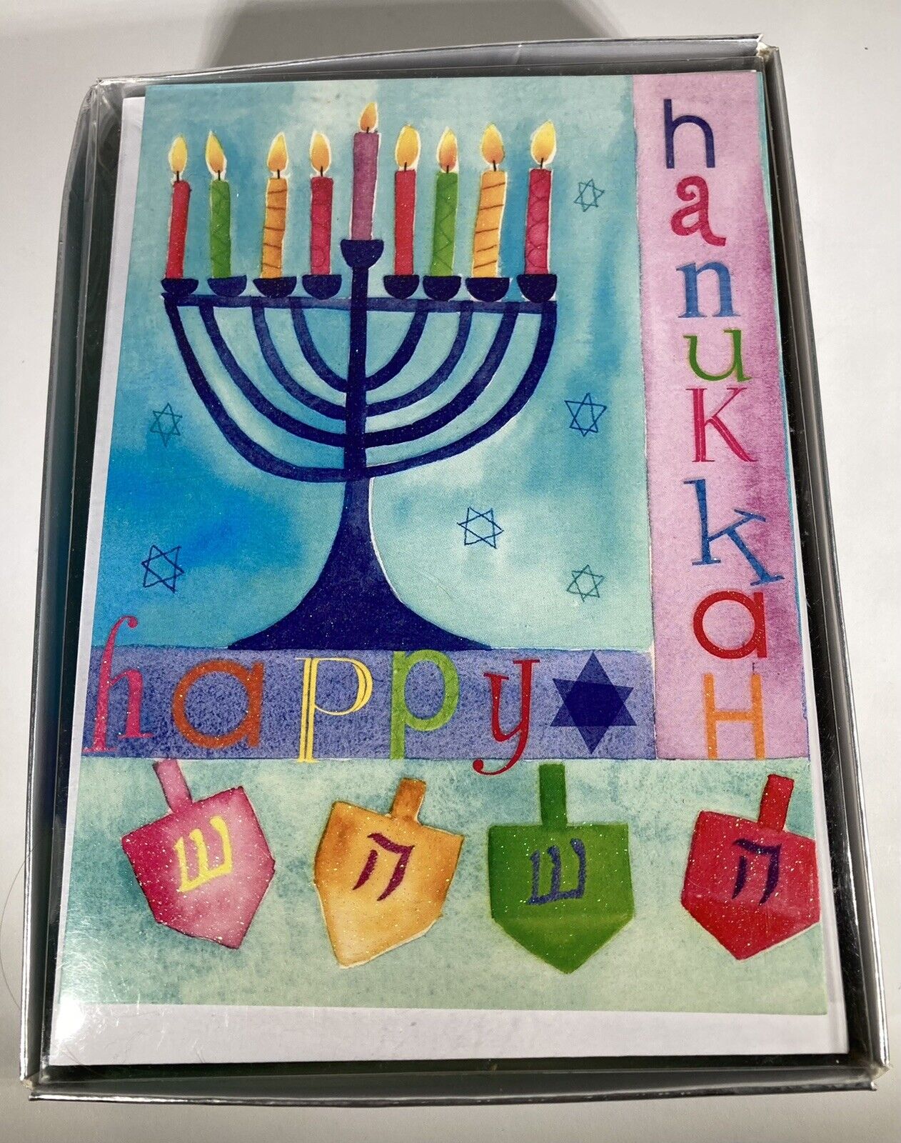 Graphique Happy Hanukkah Greeting Cards Set Of 15 Colorful Menorah