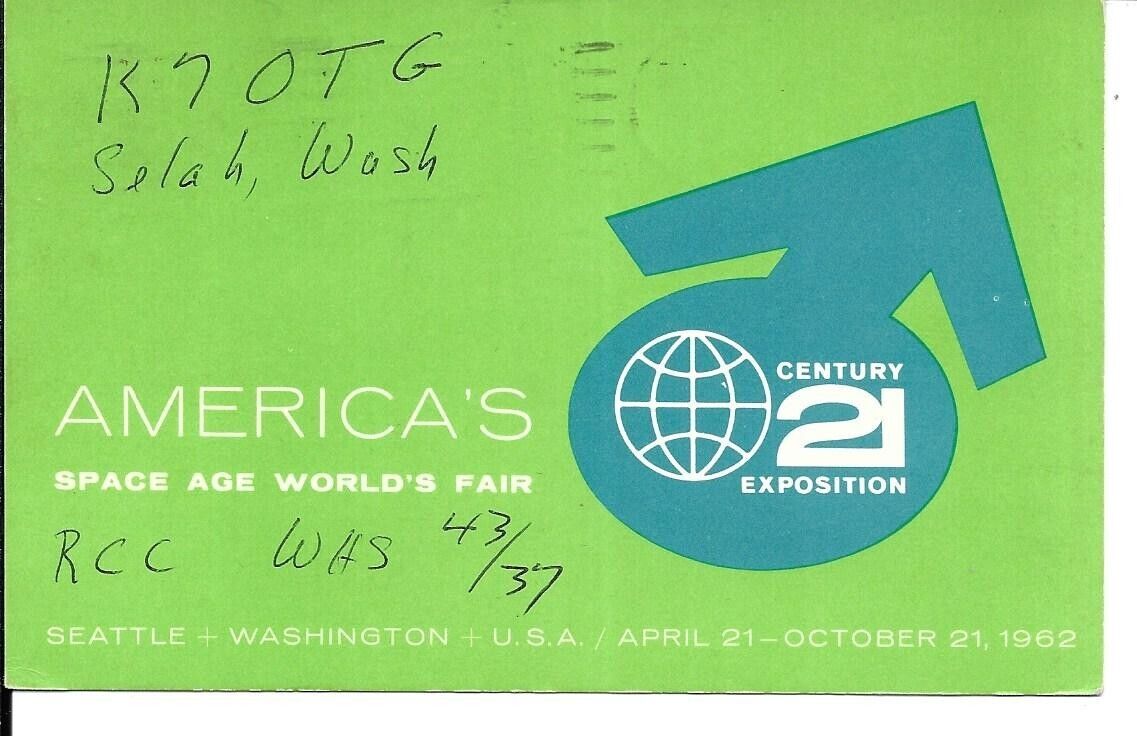 QSL  1961 Seattle Worlds Fair Selah WA    radio card