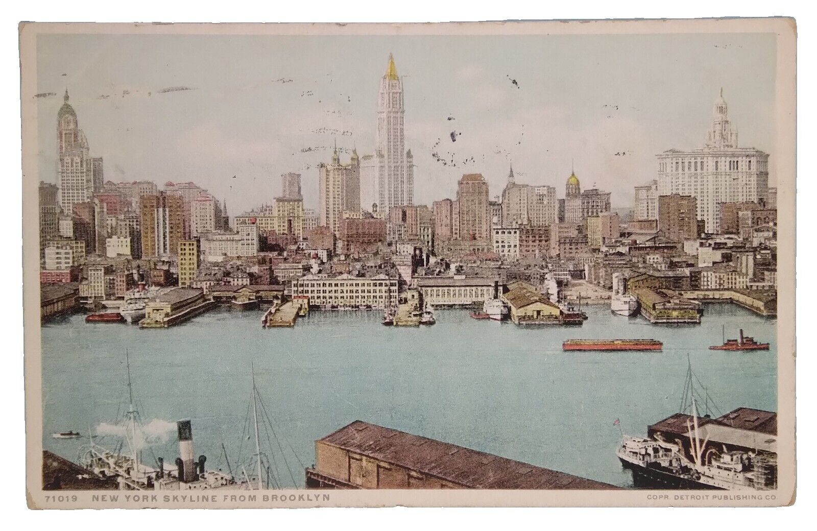 Postcard NY New York Skyline PM 1919 From Brooklyn New York City, New York