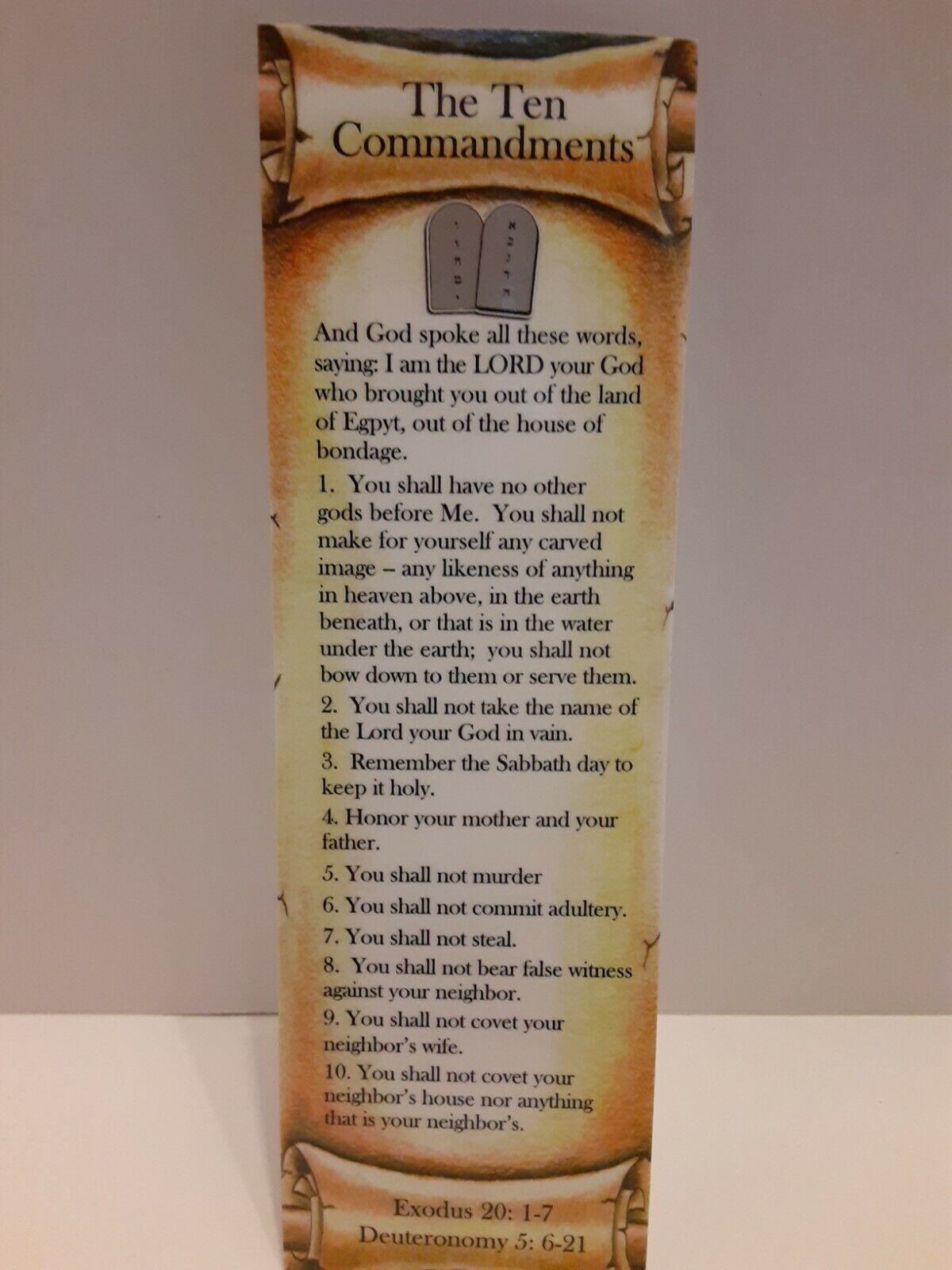 The Ten Commandents Book Marker Deuteronomy 5:28-29