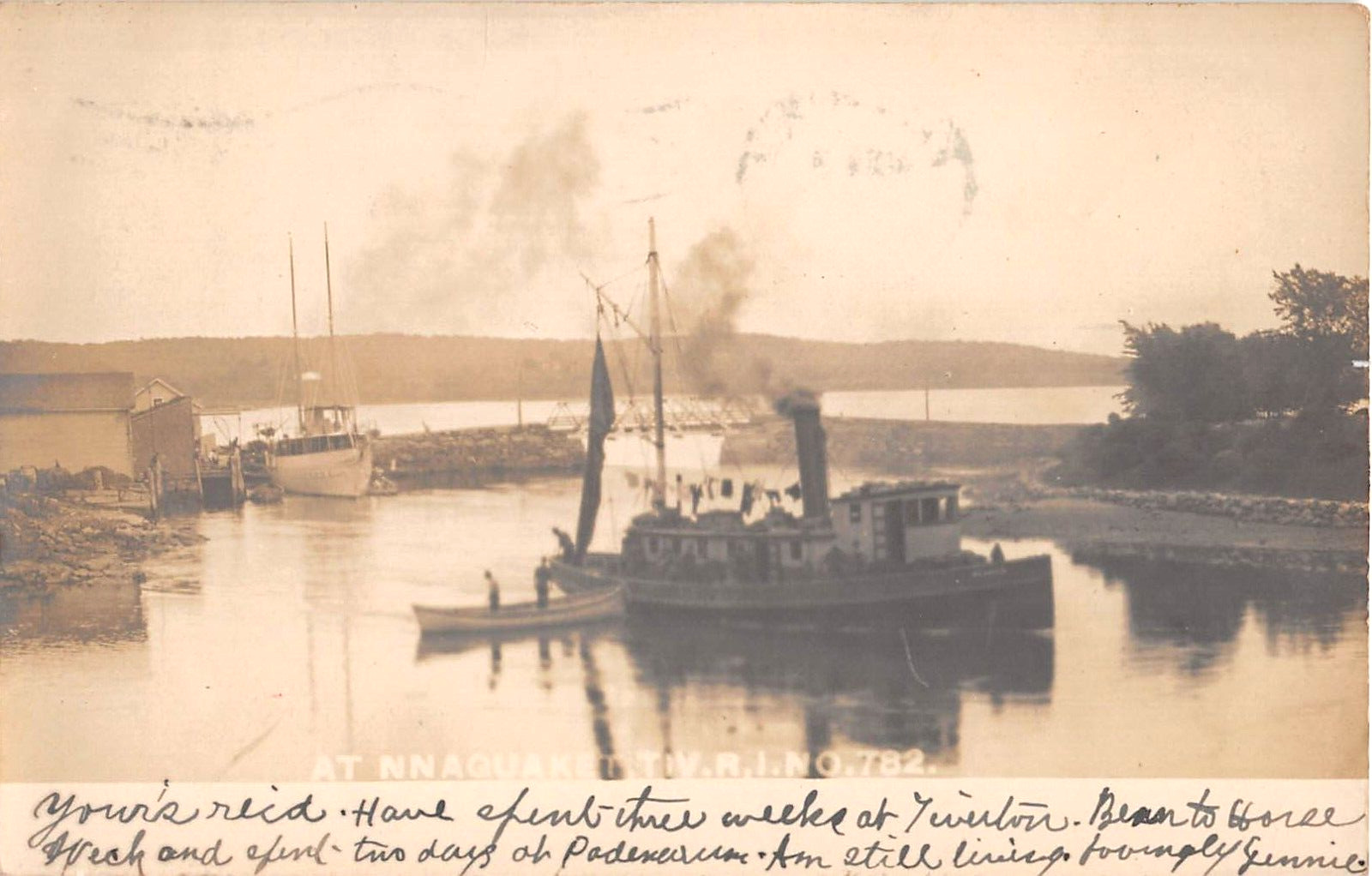 1906 RPPC Boats in Harbor Nnaquaket Tiverton RI Annaquatucket North Kingstown?
