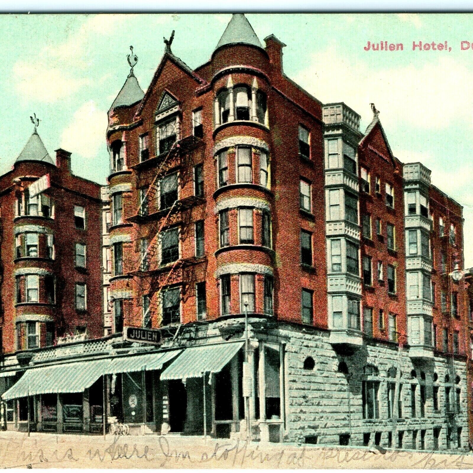 1910 Dubuque, IA Julien Hotel Litho Photo Postcard Union Electric Downtown A34