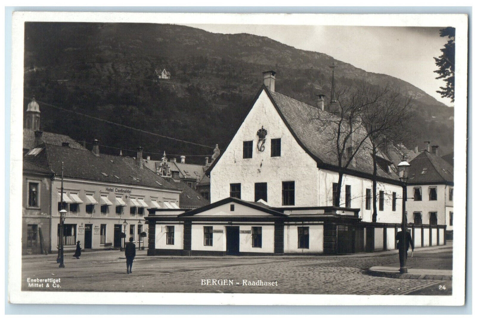 c1940s City Hall Hotel Continental Building Bergen Norway RPPC Photo Postcard