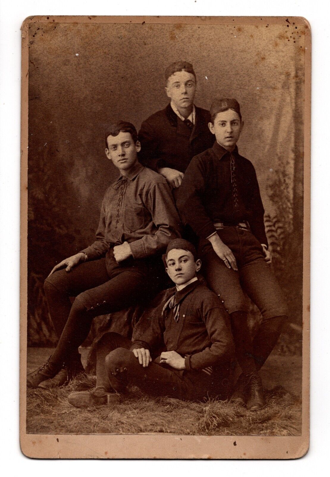 C. 1880s CABINET CARD MINOR & GUIWITS 4 MUSLIM BOYS RICHFIELD SPRINGS NEW YORK