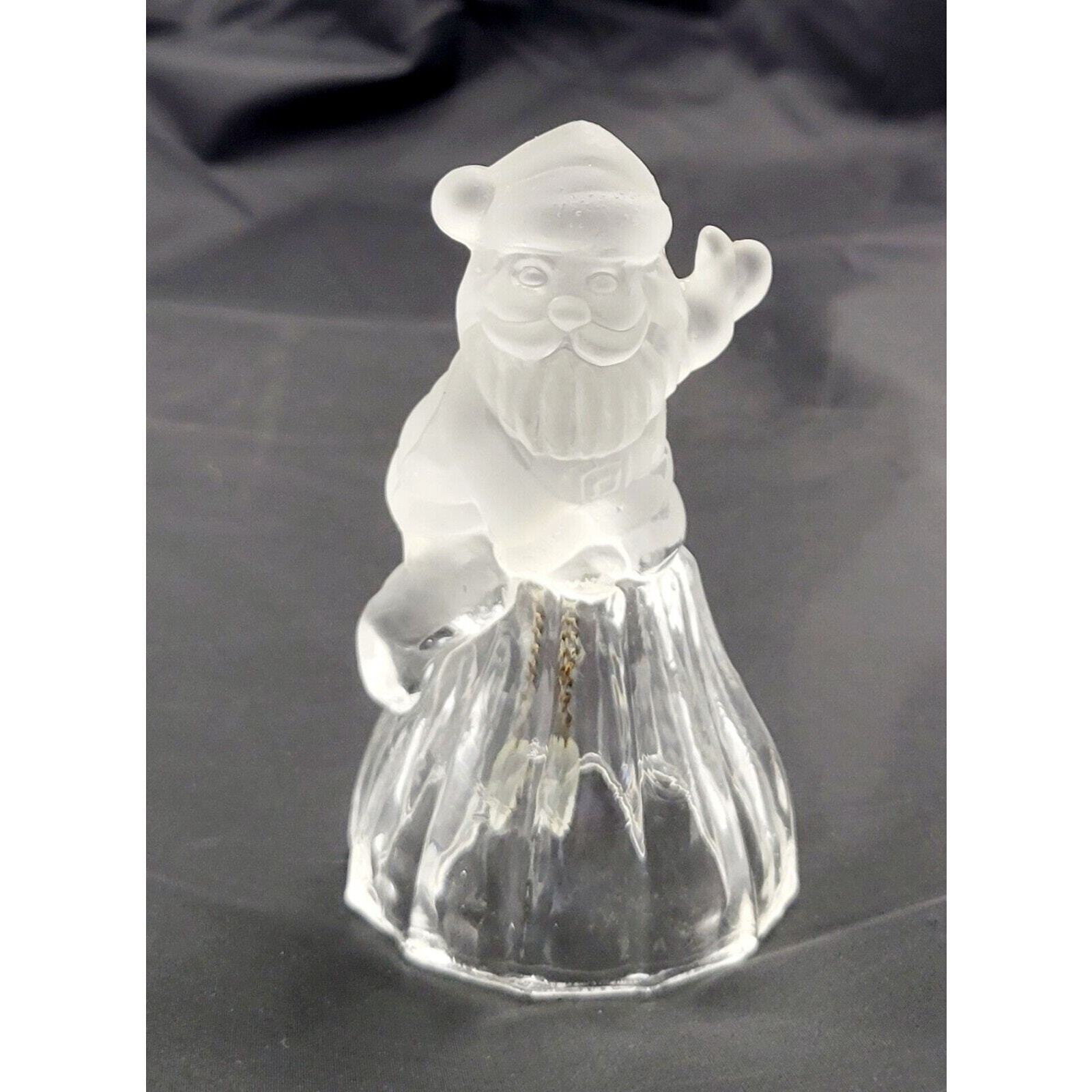 Vintage Lead Crystal Frosted Glass Santa Claus Christmas Bell by JSNY4.5\