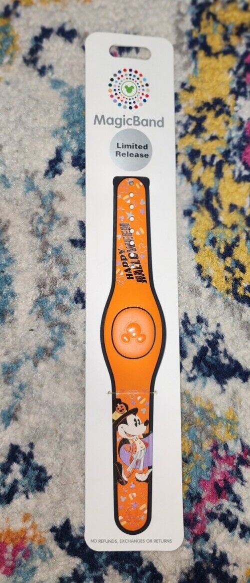 Disney Parks Mickey Happy Halloween Magician Magic Band Orange Limited Release