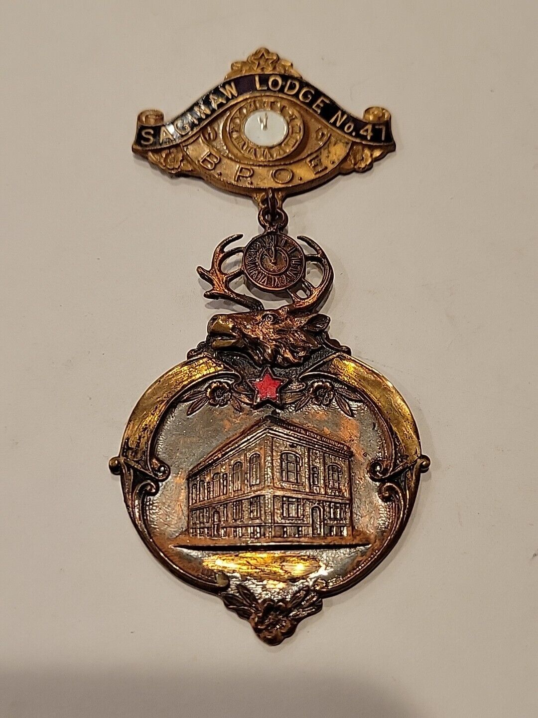 Vintage Antique BPOE Order of Elks Saginaw LODGE Member Pin Badge MEDAL