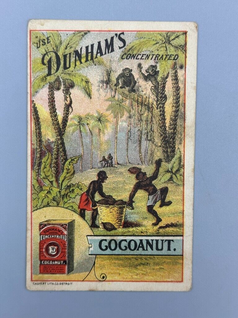 1880s DUNHAMS COCOA Cocoanut Victorian Advertising Trade Card