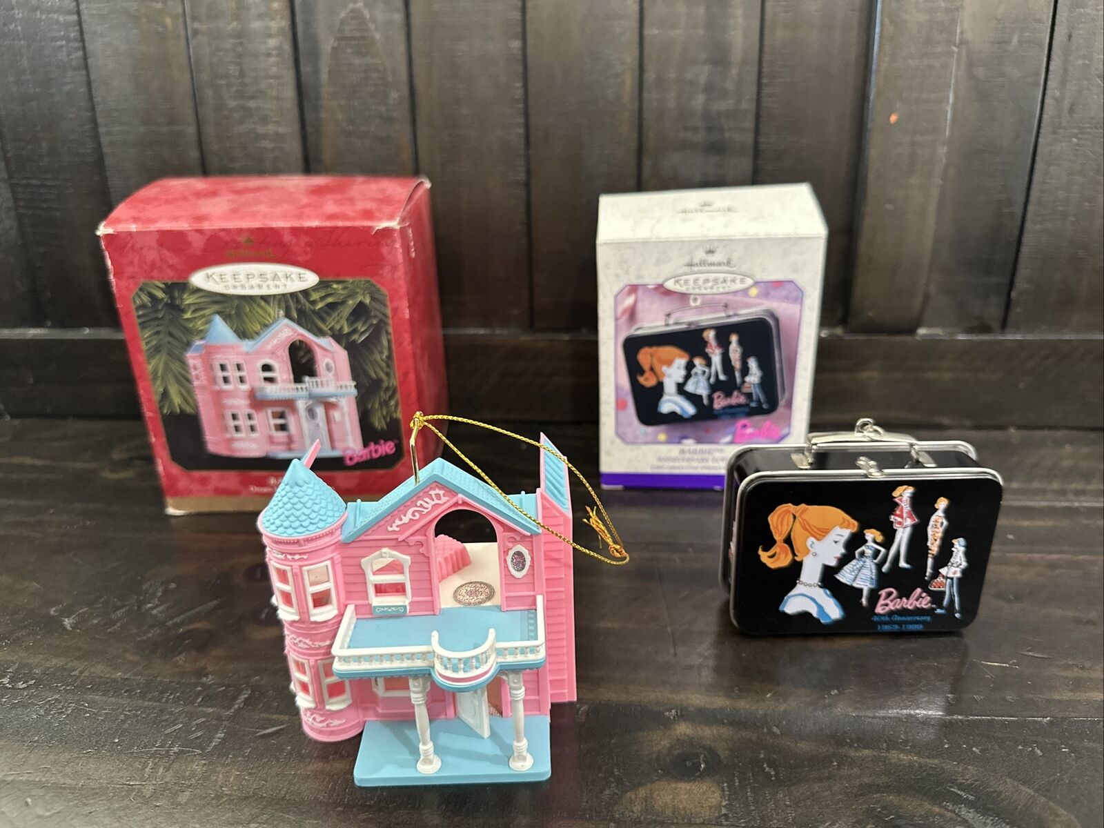 Hallmark Keepsake Ornament 1999 Barbie Dream House & Anniversary Tin Lunchbox