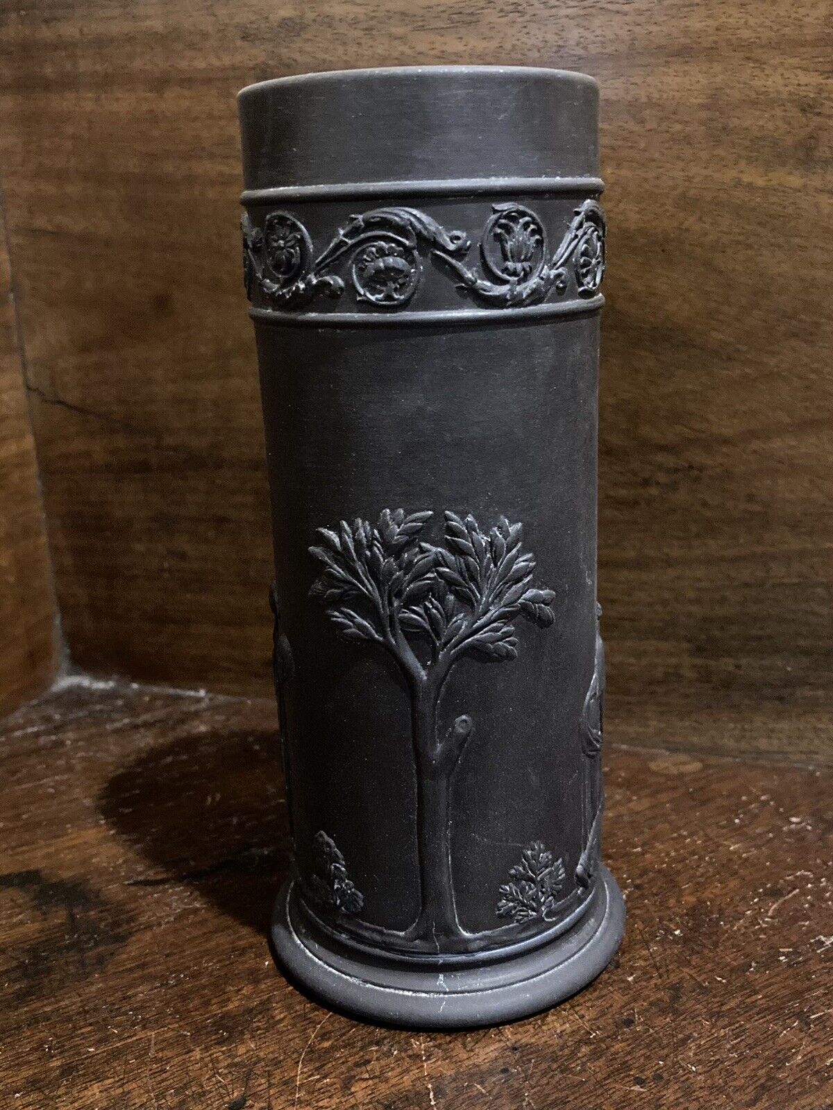 Antique Wedgwood Black Basalt Spill Vase 20th Century 