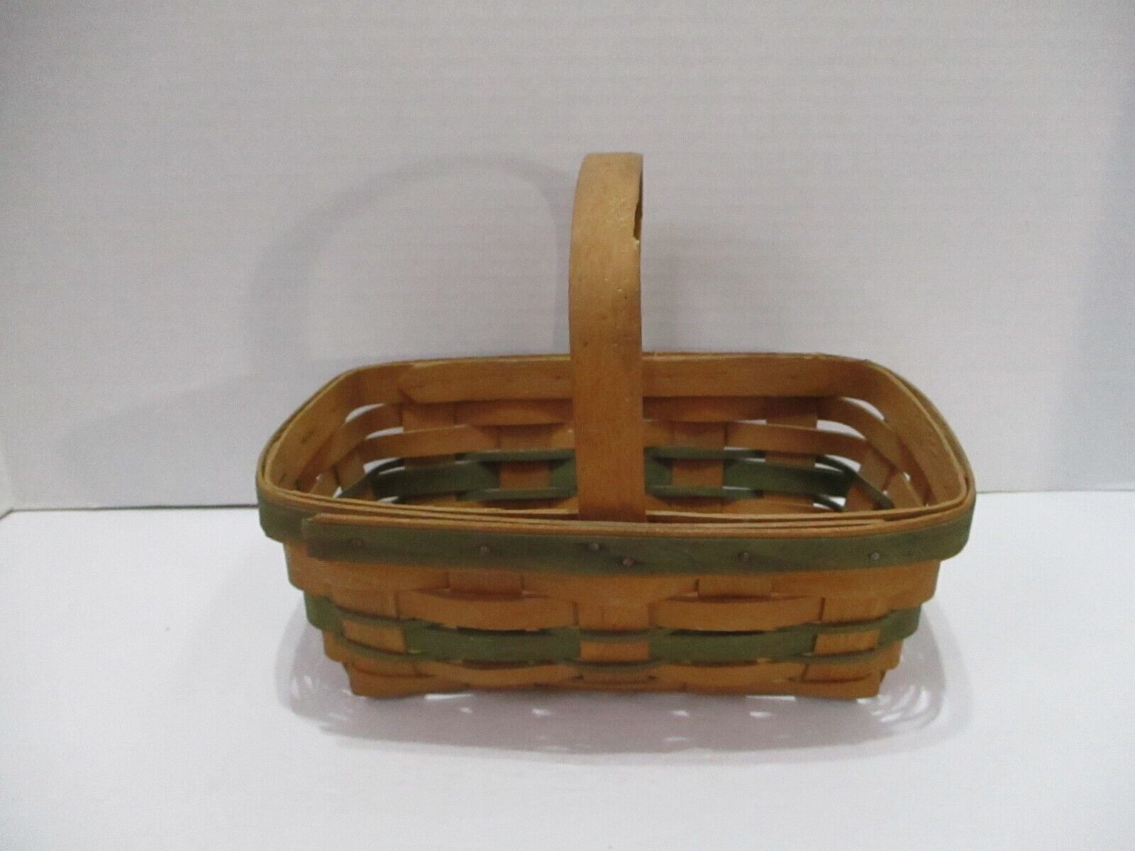 Longaberger Basket 1990 10” Woven Wicker Gingerbread Brown Handles Rectangular