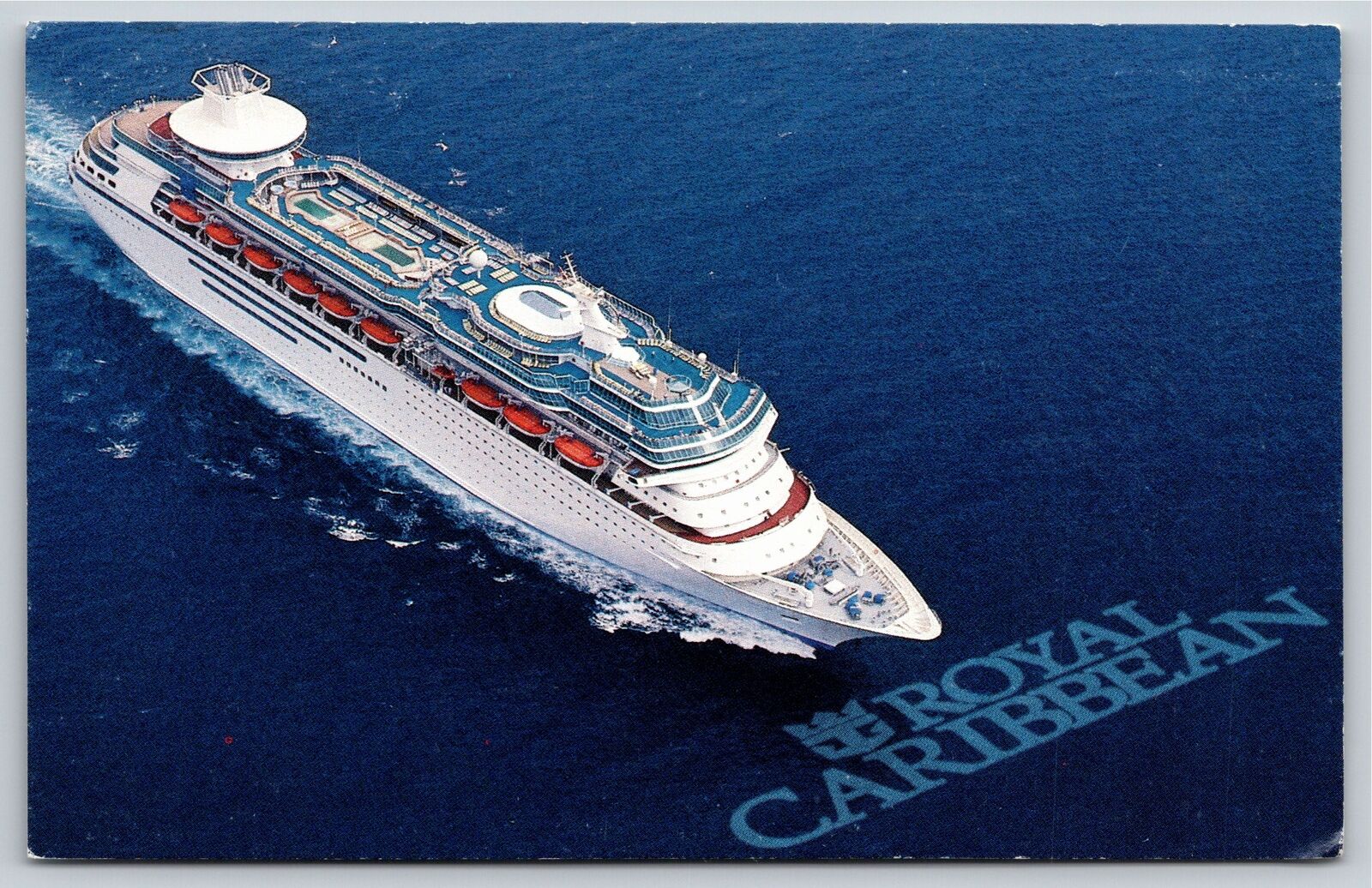 Transportation~Air View Royal Caribbean Cruise Ship~Vintage Postcard