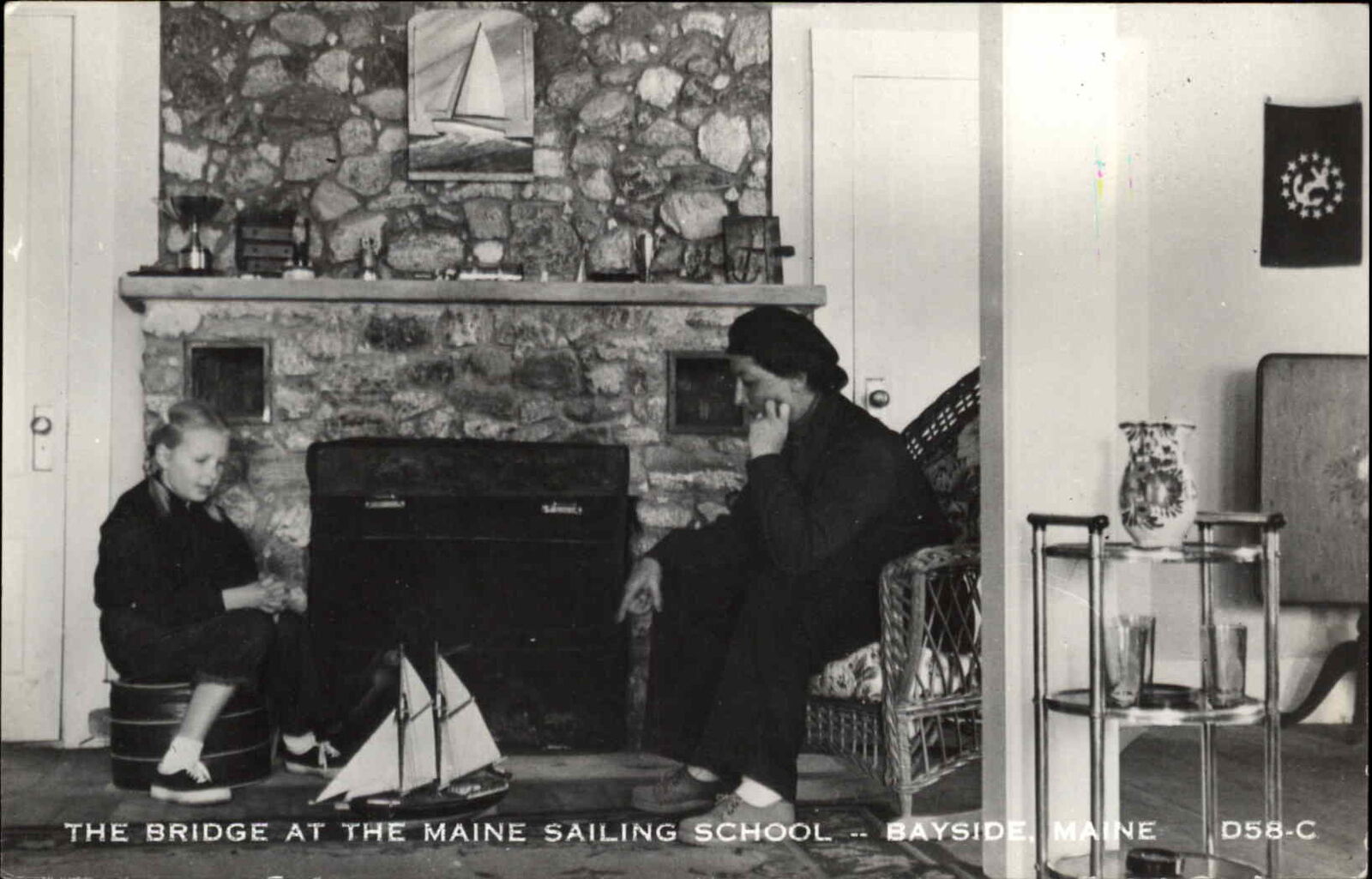 Bayside Maine ME Sailing School Child c1930s-50s RPPC Real Photo Postcard