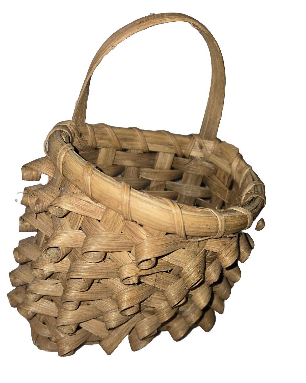 Antique Native American NE  Passamaquoddy  Curly Wall Basket