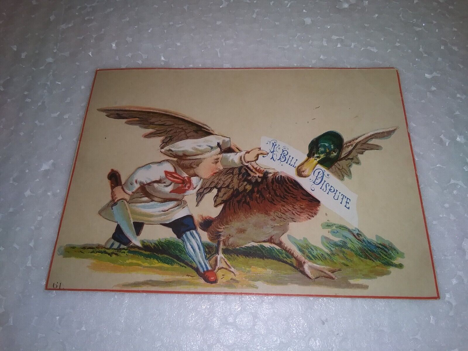 Antique A Bill Dispute Between The Duck And Butcher Boy Chef Trade Card