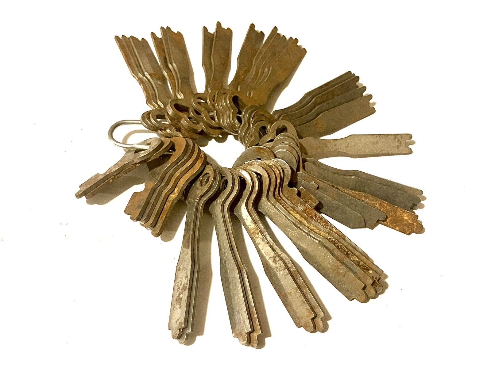 Lot of 43 Antique Skeleton Keys Flat Blanks Uncut Key For Stamping Charms Blank