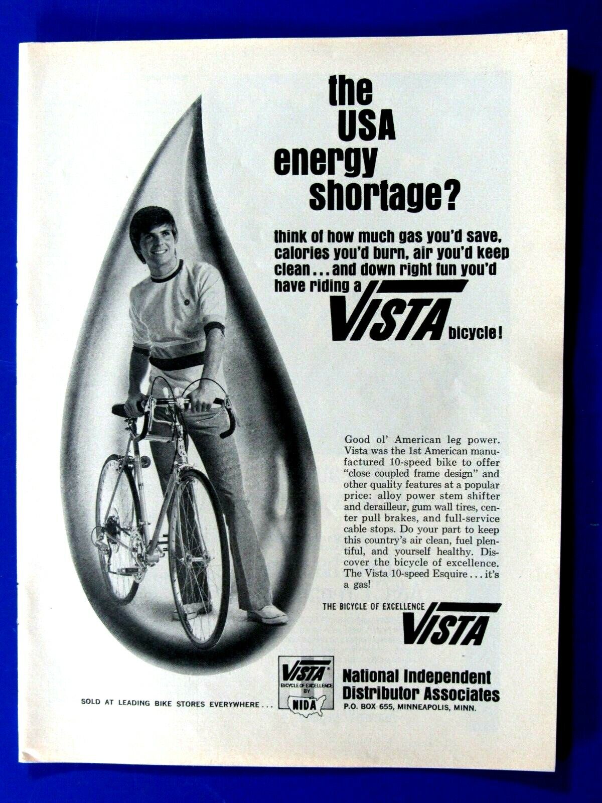 1974 Vista 10 Speed Original Print Ad 8.5 x 11\