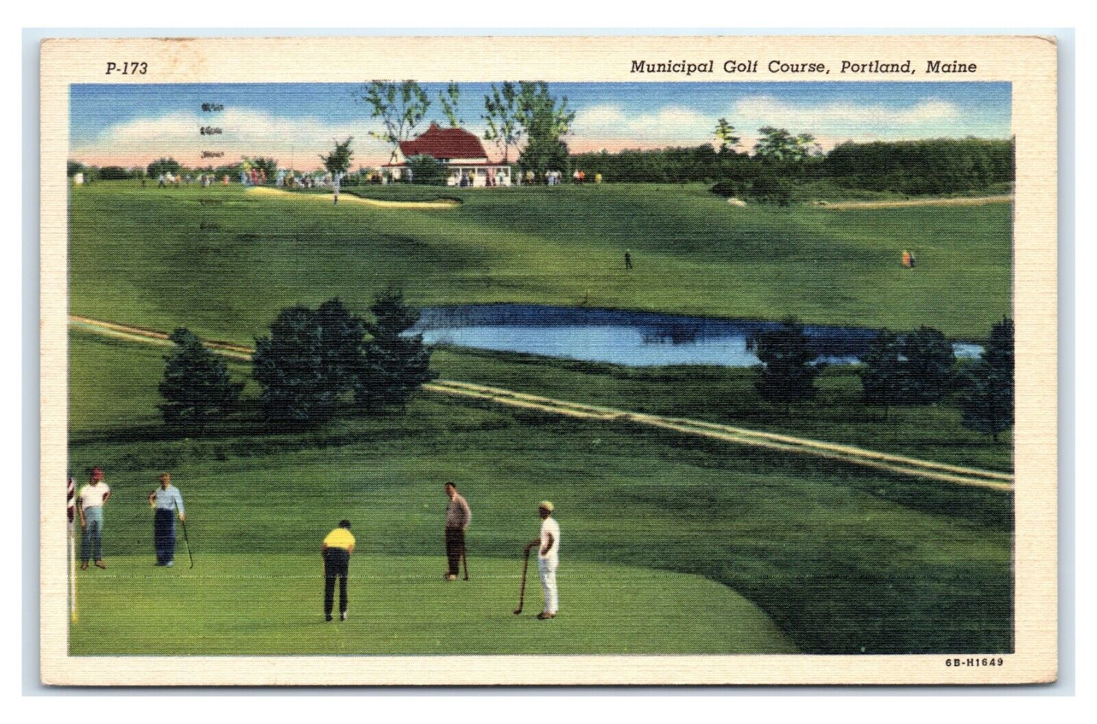 Postcard Municipal Golf Course, Portland ME Maine linen 1952 T2