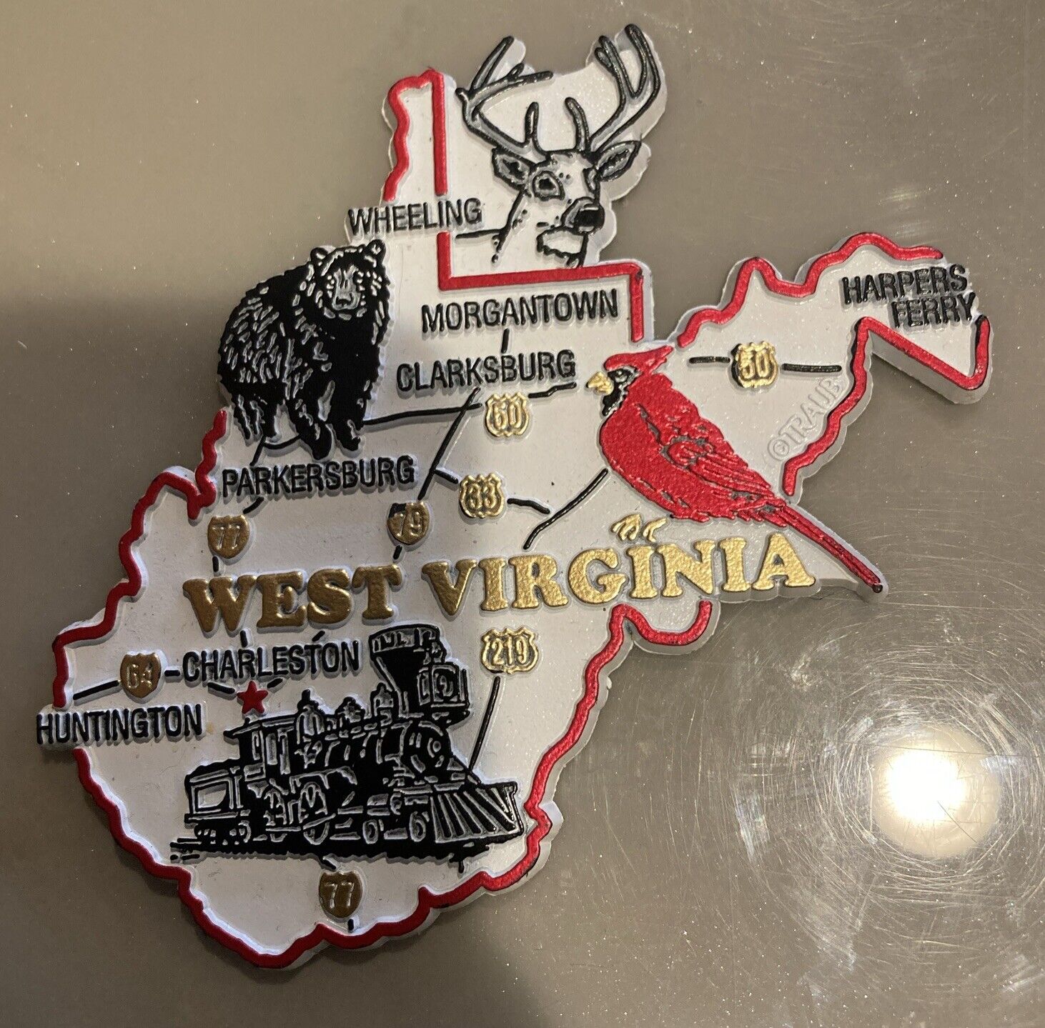 West Virginia Large Fridge Magnet