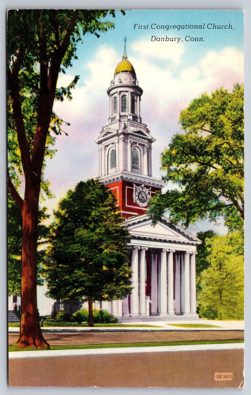 First Congregational Church Danbury Connecticut Chrome Postcard