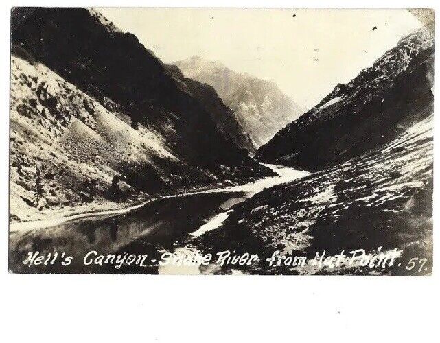 c1941 Hell’s Canyon Snake River From Hat Point Idaho ID RPPC Real Photo Postcard