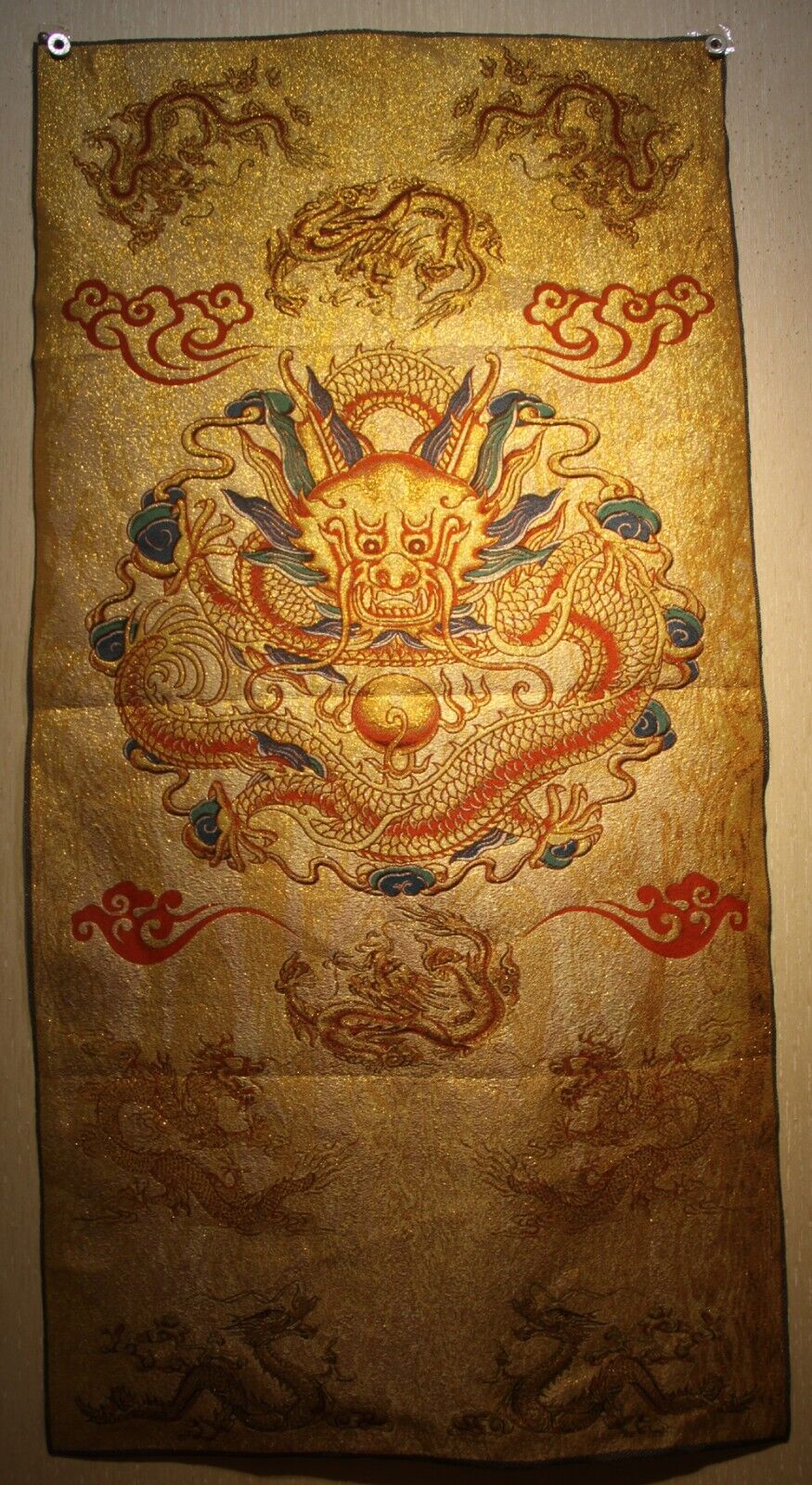Nice Tibet Tibetan Buddhism Broche Brocade Tapis Tangka Thangka Lucky Dragon