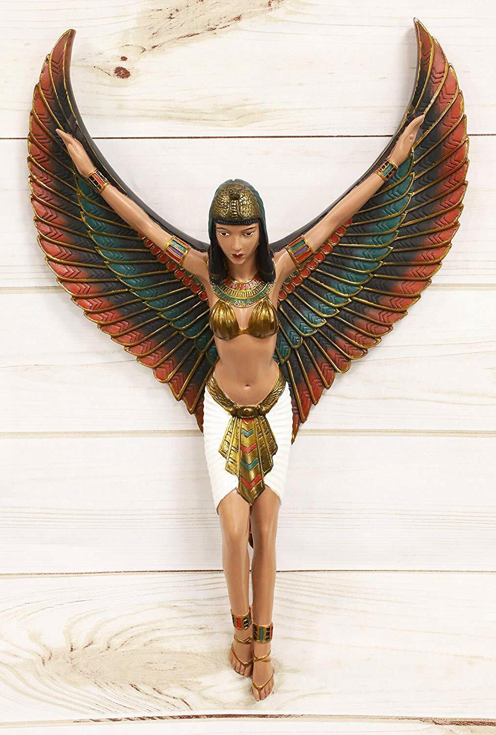 Ebros Ancient Egyptian Goddess Isis with Open Wings Wall Sculpture Decor 18\