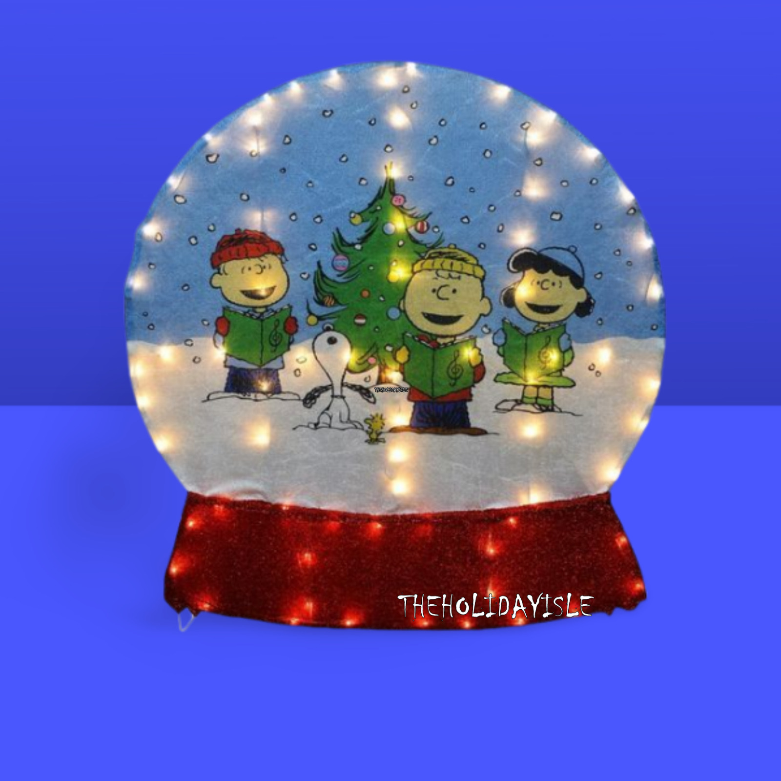 3' LED TINSEL PEANUTS GANG IN SNOW GLOBE CHRISTMAS YARD /INDOOR SCULPTURE SCENE