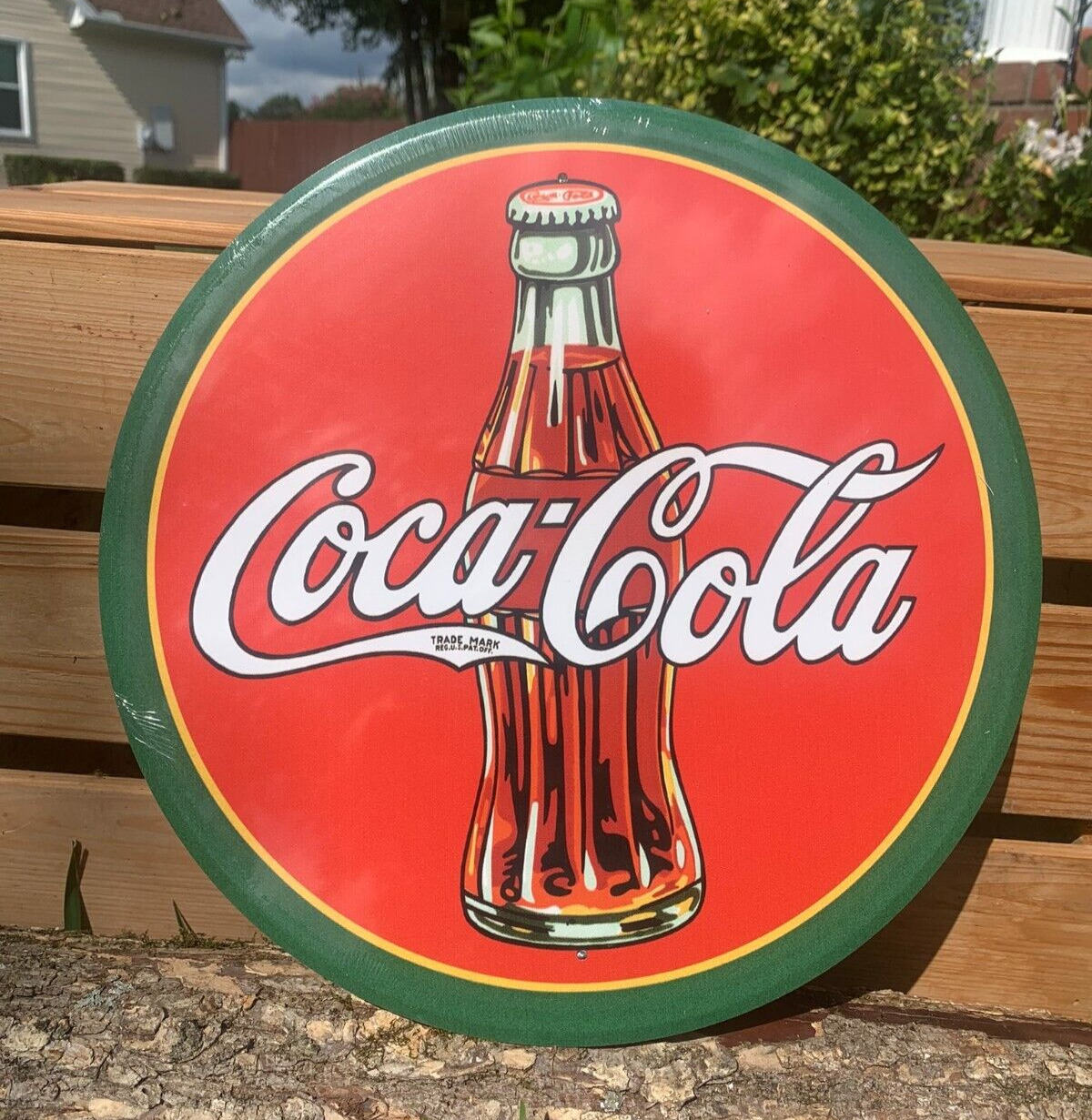 Vintage Coca Cola Sign Round Tin Metal Soda Pop Bottle Cap Advertising 