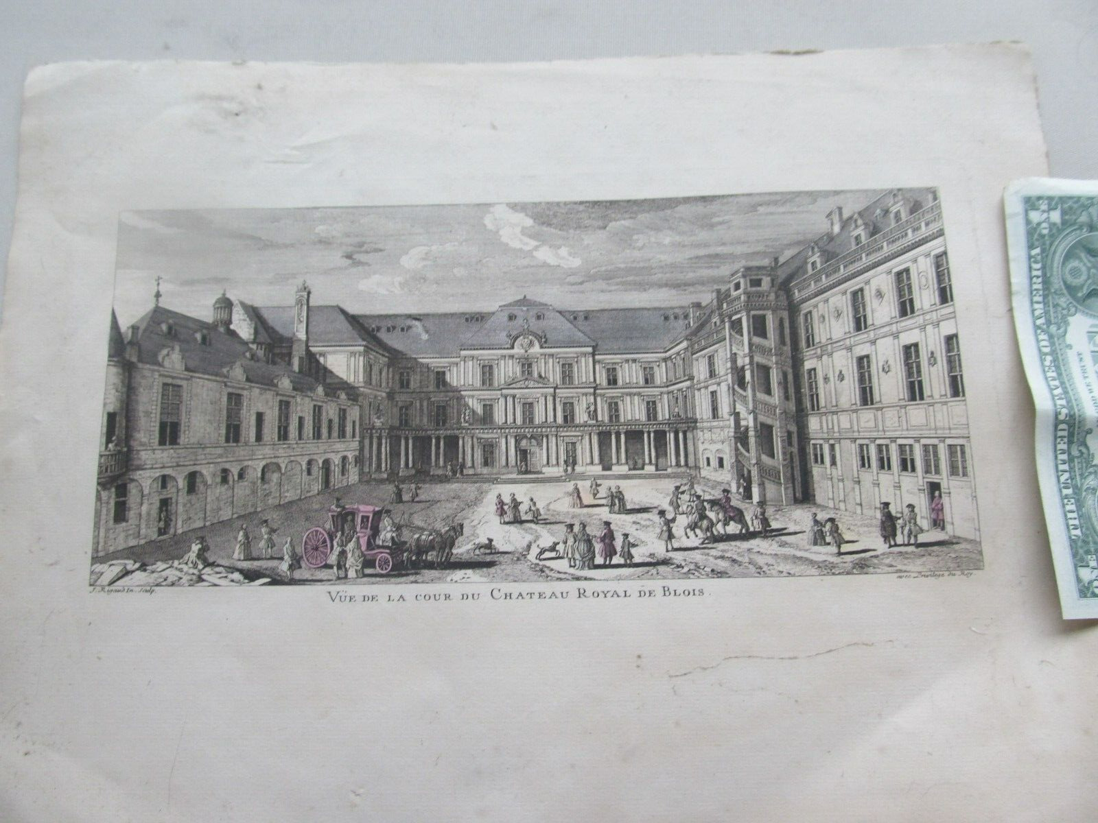 RARE, Very Early Antique French Print Engraving, c.1800, Chateau Royal de Blois