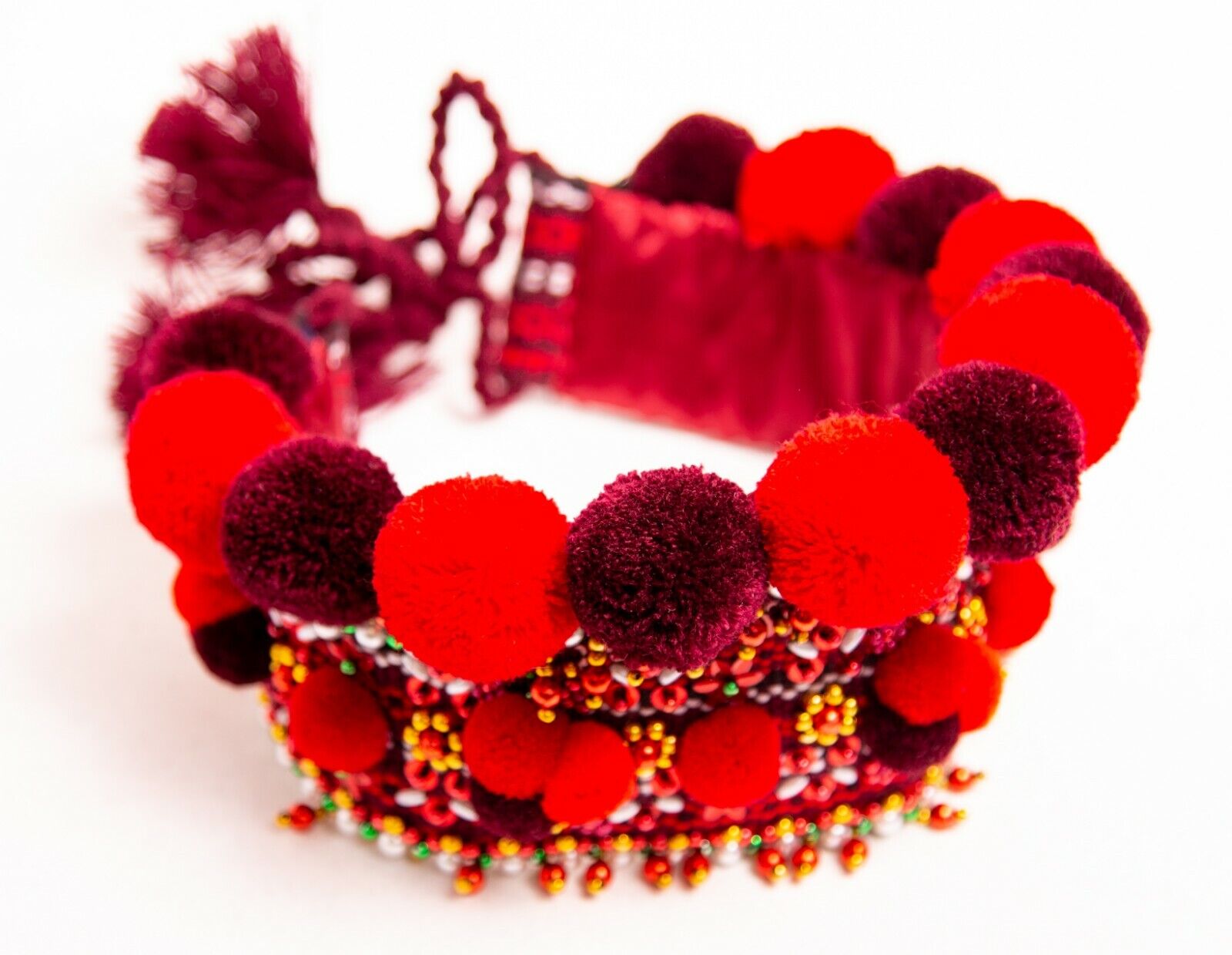 Ukraine diadem wreath Kokoshnic Hand beaded red Kokoshnik hair hoop